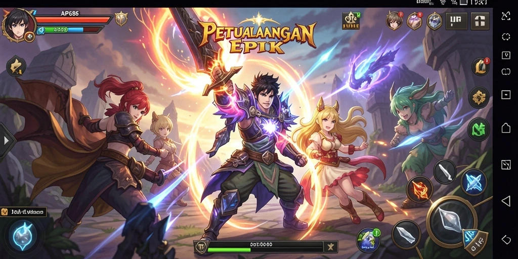 Tampilan gameplay yang seru dan karakter anime menarik.