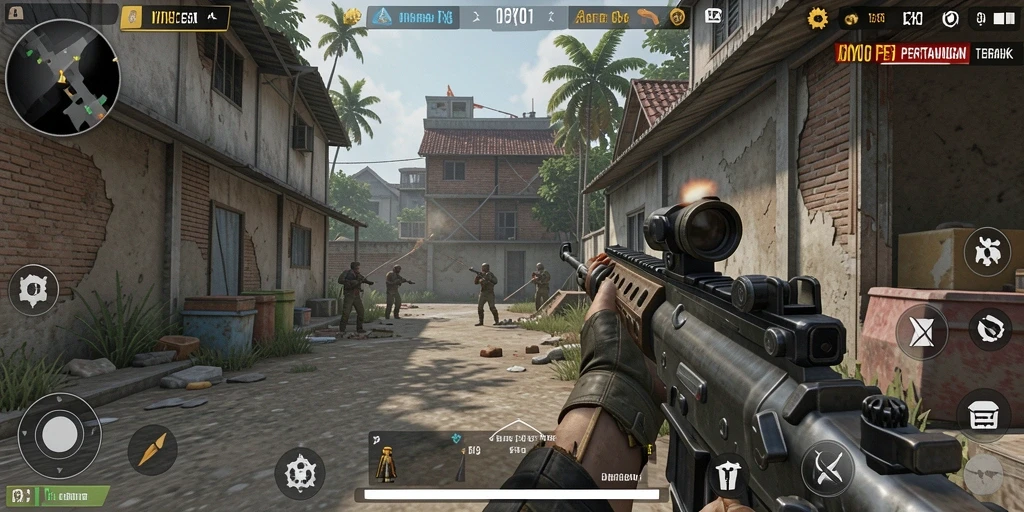 Tampilan gameplay DYO1 yang mendebarkan dengan aksi FPS intens.
