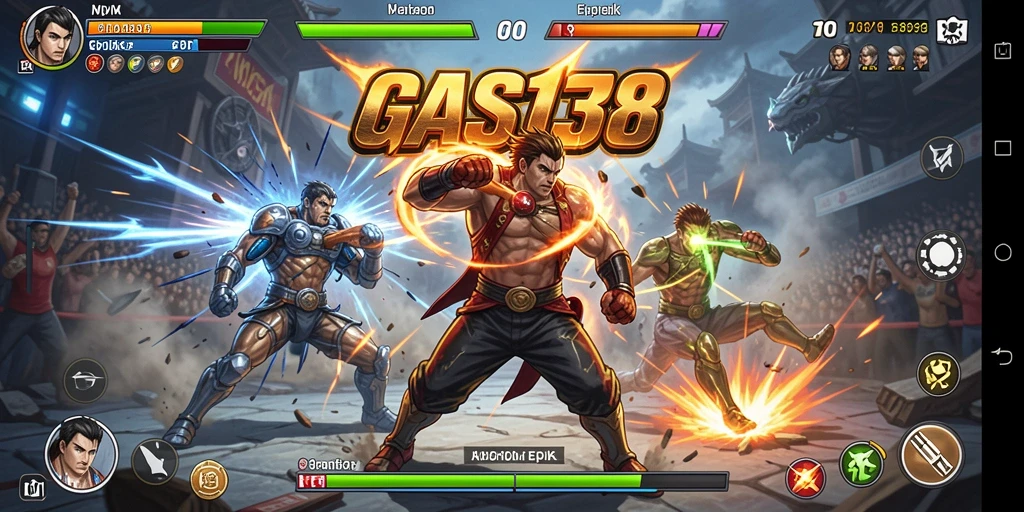 Gameplay GAS138 yang intens menunjukkan pertarungan seru antara karakter.