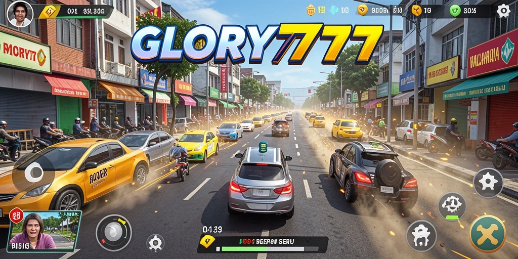 Tampilan gameplay balapan menegangkan di GLORY777.
