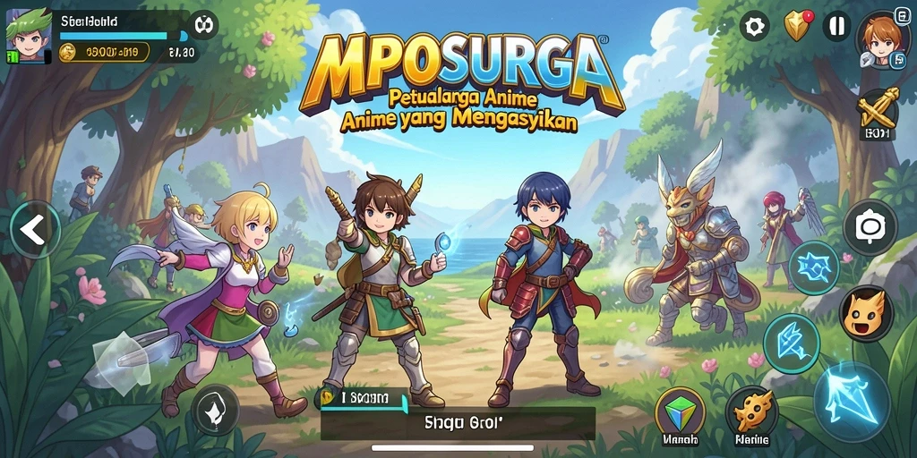 Tampilan gameplay MPOSURGA dengan karakter Anime yang menarik.