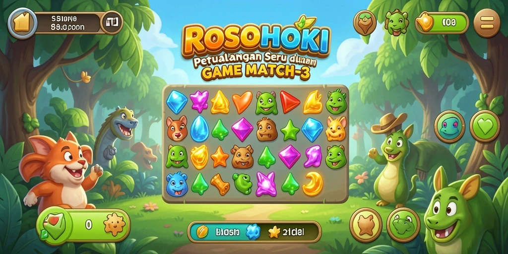 ROSOHOKI gameplay Match-3 penuh warna dan tantangan.